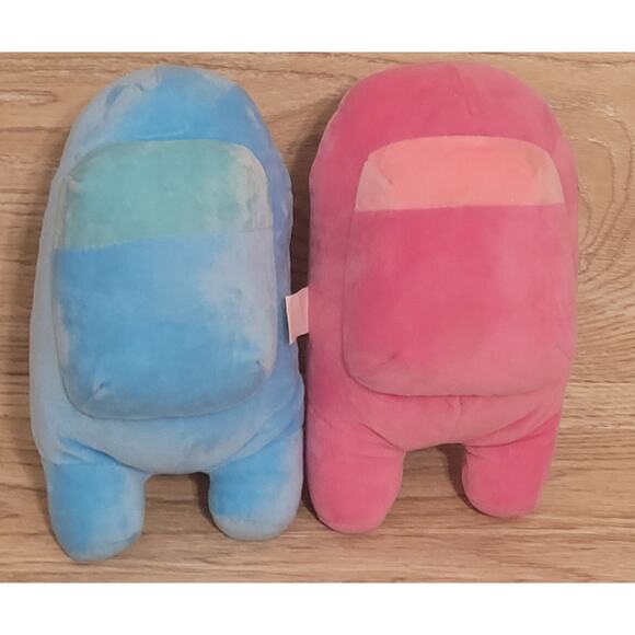 Lot Of 2 Among Us Impostor Plush Stuffed Animals Pink and Blue Pre-owned - Picture 3 of 6